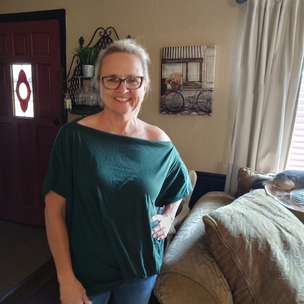 Off-Shoulder Green Top
